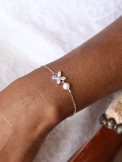 Bracelet de mariage Icône en zirconium et perle