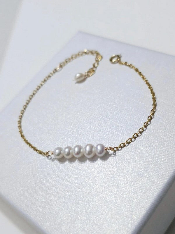 Bracelet mariage minimaliste petites perles de culture d'eau douce