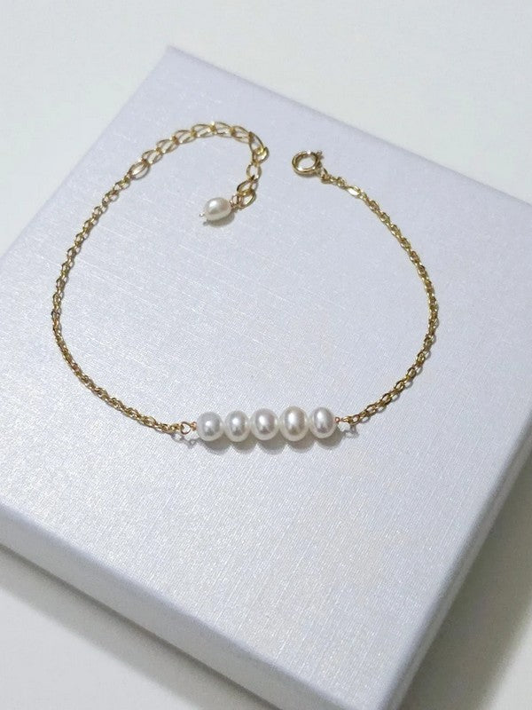 Bracelet mariage minimaliste petites perles de culture d'eau douce