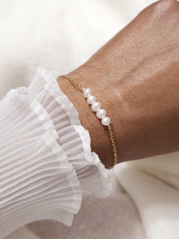 Bracelet mariage minimaliste petites perles de culture d'eau douce