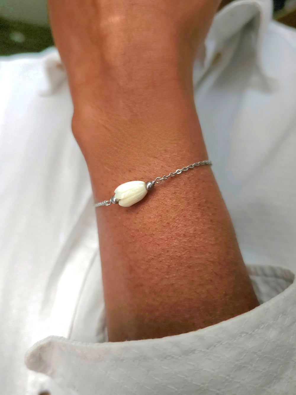Bracelet Mila fleur de nacre jacinthe du Cap