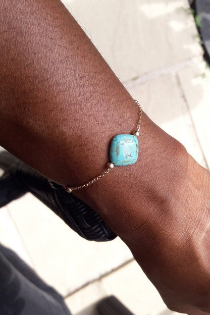 Bracelet gold filled et perle losange howlite turquoise