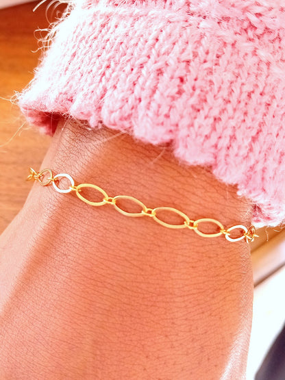 Bracelet gold filled mailles alternées