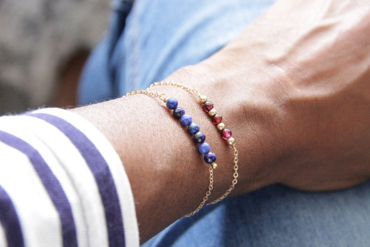 Bracelet trio grenat gold filled