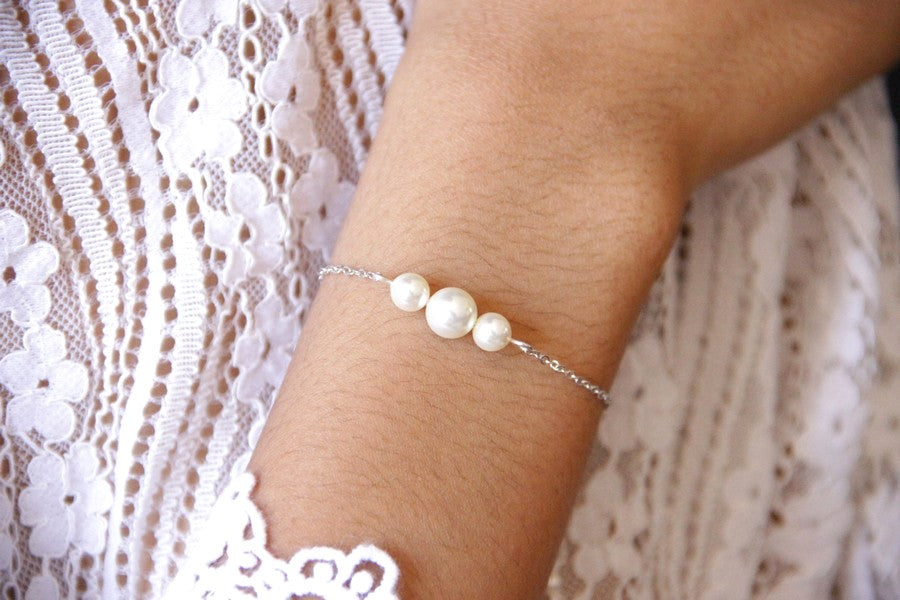 Bracelet mariage Exil trio dégradé de perles en cristal nacré