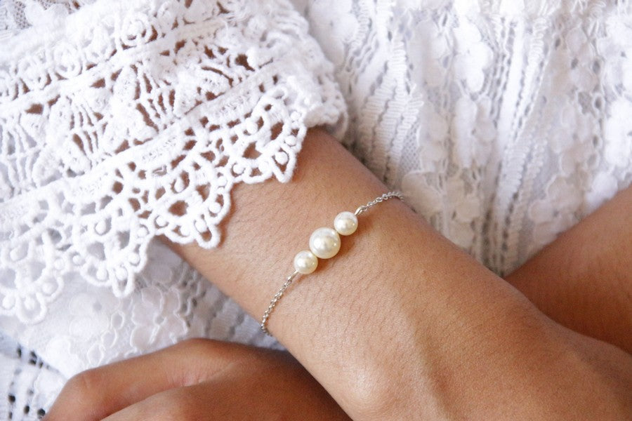 Bracelet mariage Exil trio dégradé de perles en cristal nacré