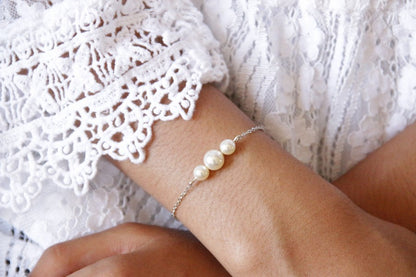 Bracelet mariage Exil trio dégradé de perles en cristal nacré