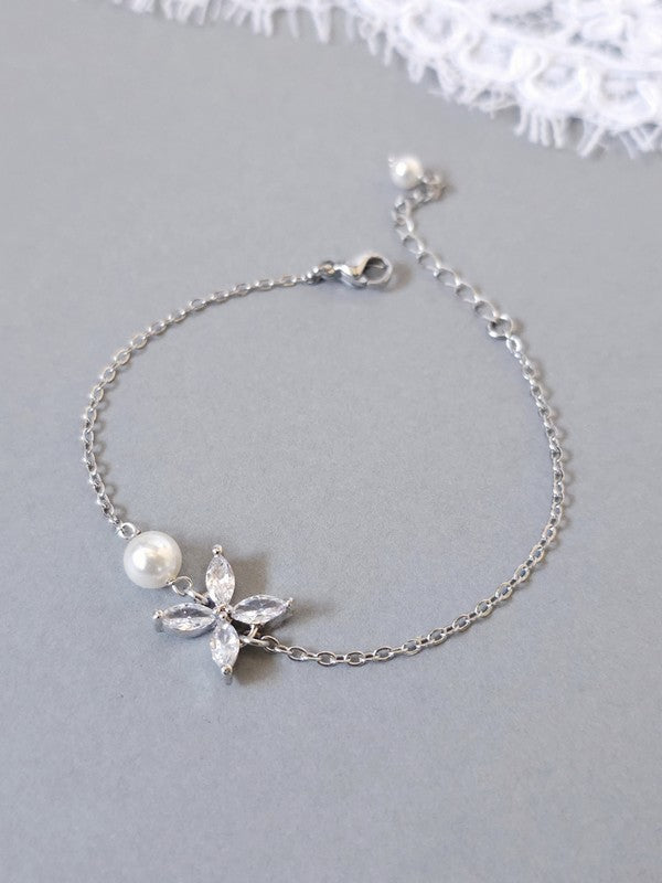 Bracelet de mariage Icône en zirconium et perle