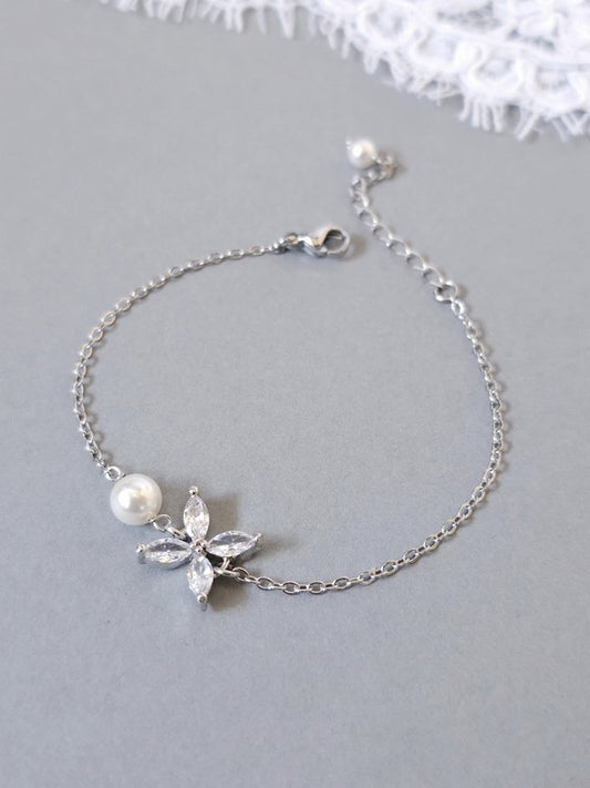 Bracelet de mariage Icône en zirconium et perle