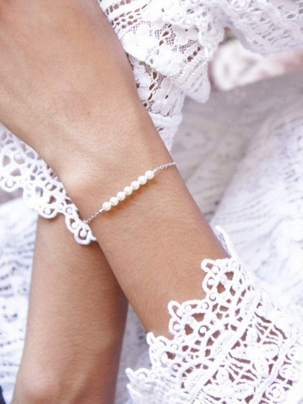 Bracelet mariage minimaliste petites perles en cristal nacré Madiana