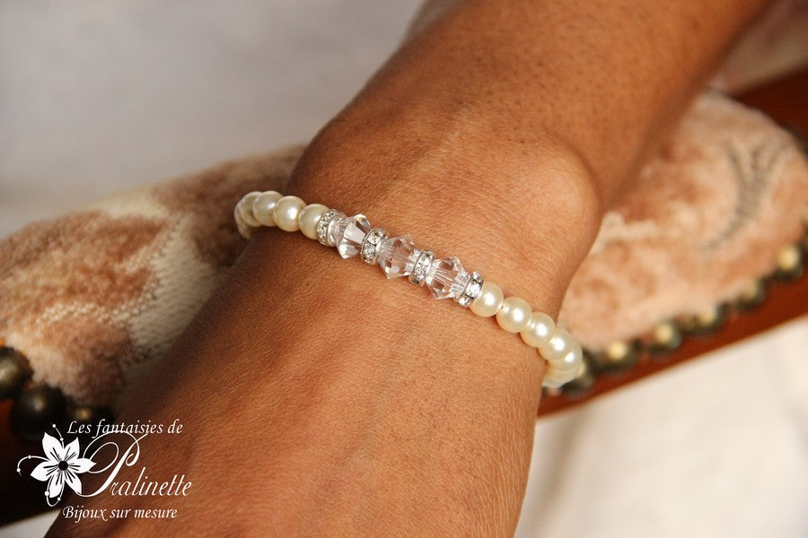 Bracelet de mariage perles Solène