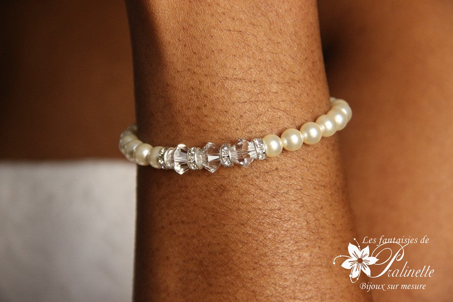 Bracelet de mariage perles Solène
