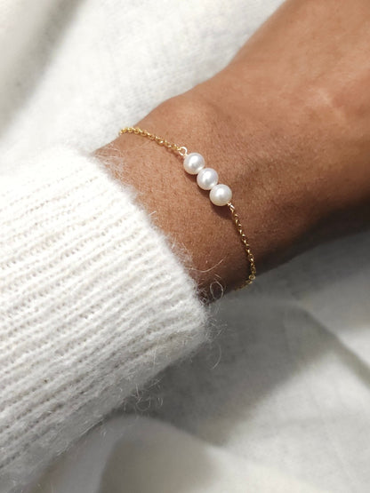 Bracelet de mariée trio perles de culture