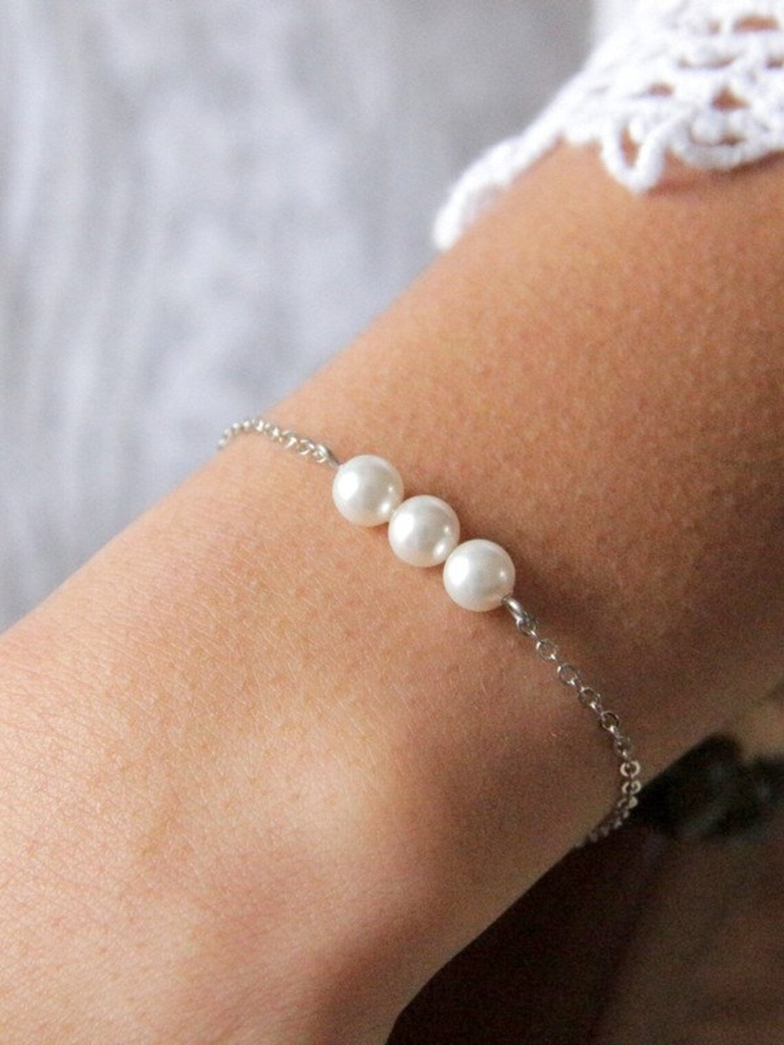 Bijoux mariage parure bracelet trio de perles