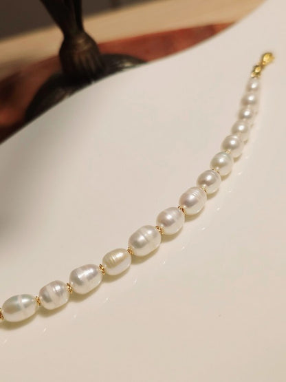 Bracelet perles de culture baroques cerclées Marima