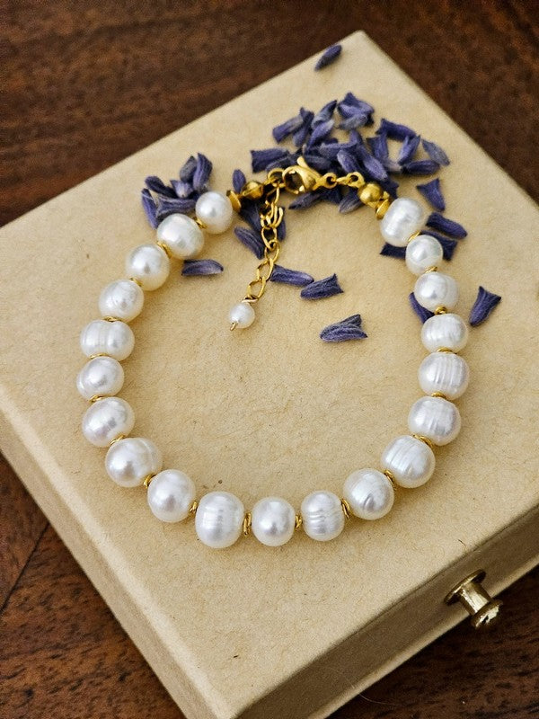 Bracelet perles de culture baroques cerclées Sanatia