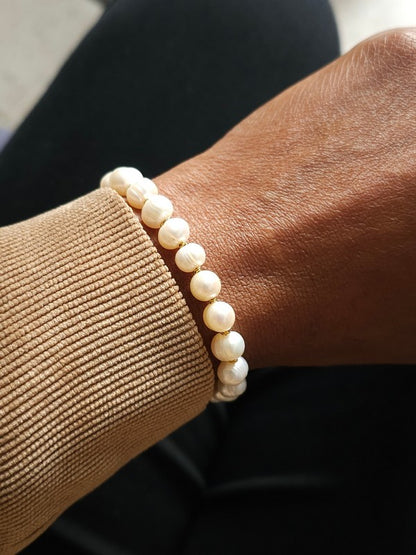 Bracelet perles de culture baroques cerclées Sanatia