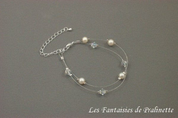 Bracelet Caroline double rangs perles en cristal