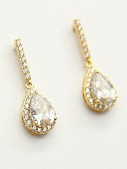 Boucles d'oreilles mariée strass et gouttes Jeanne, bijou mariage en oxydes de zirconium