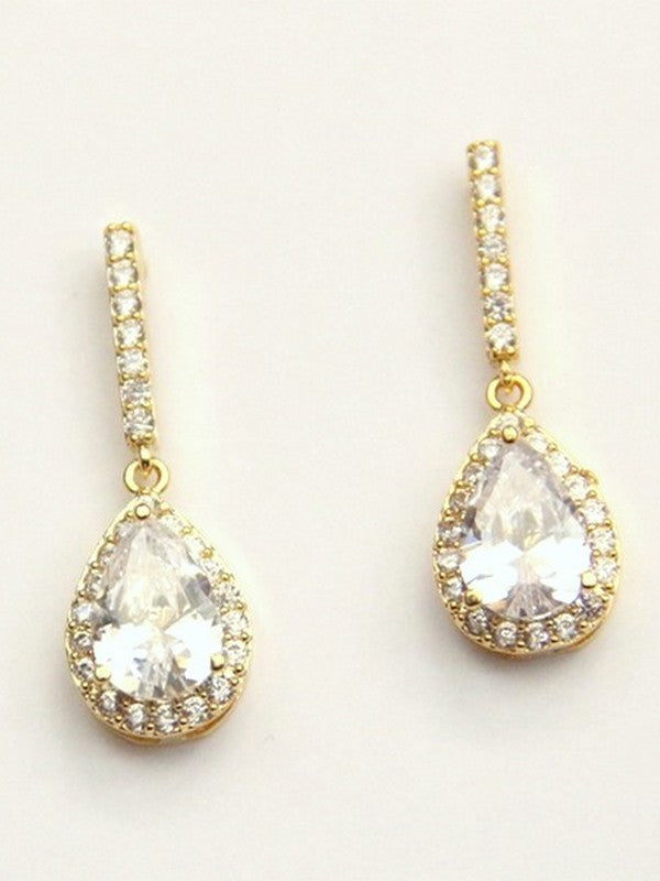 Boucles d'oreilles mariée strass et gouttes Jeanne, bijou mariage en oxydes de zirconium