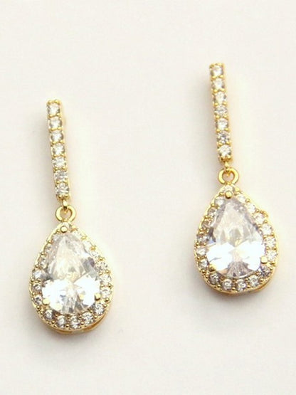 Boucles d'oreilles mariée strass et gouttes Jeanne, bijou mariage en oxydes de zirconium