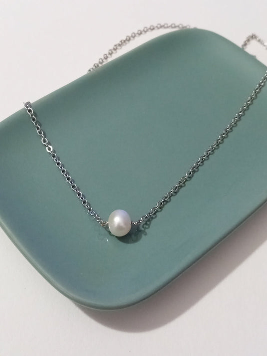 Collier Lidane perle de culture d'eau douce et acier inoxydable