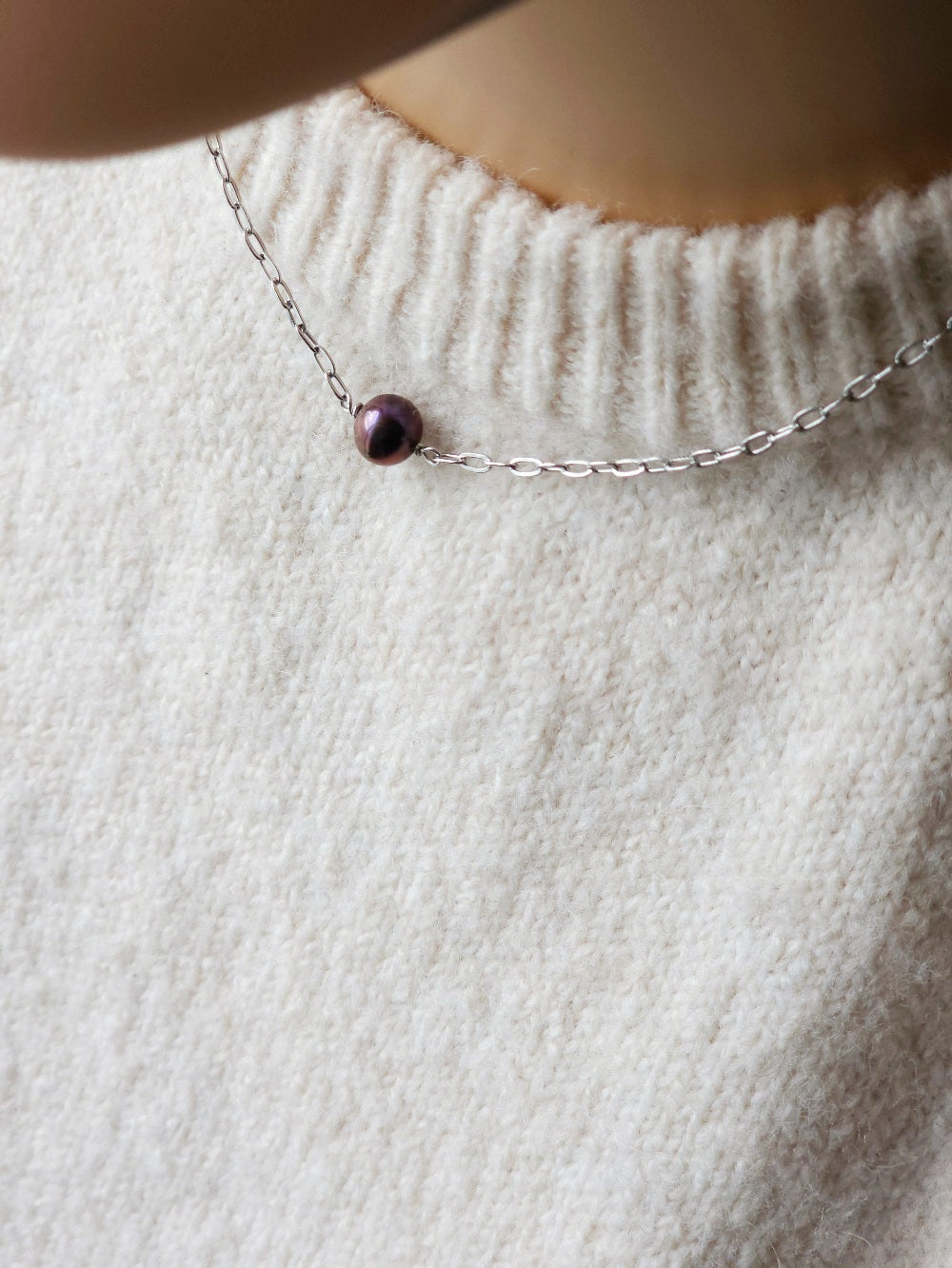 Collier Arya perle d'eau douce aubergine