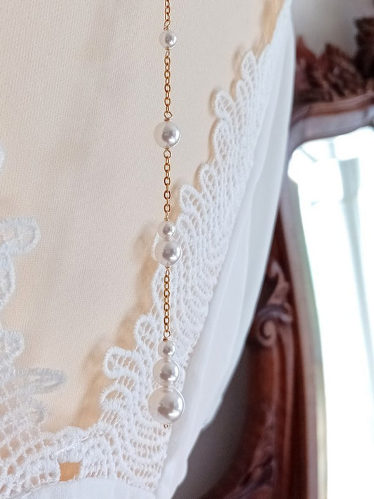 Collier bijoux mariage dos nu perlé, doré Dan - Prêt à porter
