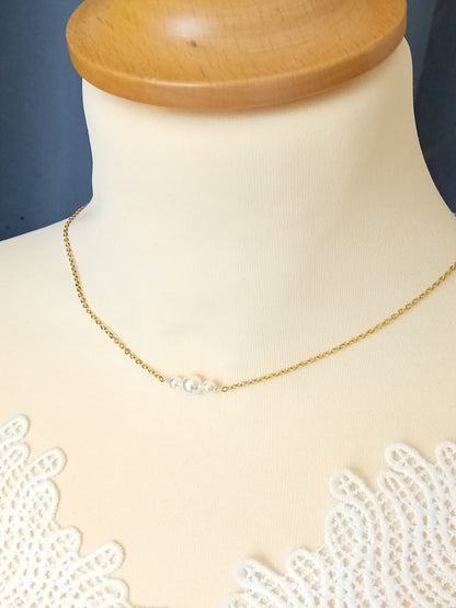Collier bijoux mariage dos nu perlé, doré Dan - Prêt à porter