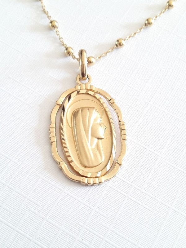 Collier médaille en plaqué or Notre dame de Lourdes