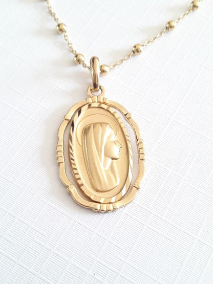 Collier médaille en plaqué or Notre dame de Lourdes