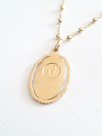 Collier médaille en plaqué or Notre dame de Lourdes