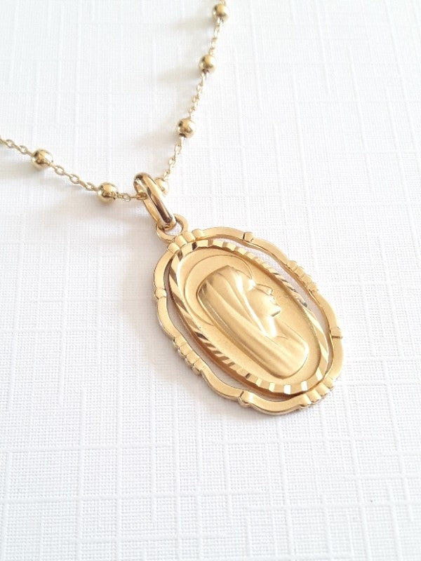 Collier médaille en plaqué or Notre dame de Lourdes