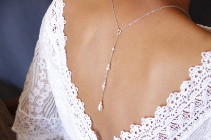 Collier mariage avec bijou de dos amovible Bella gouttes