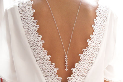 Collier mariage de dos cascade de feuilles épi