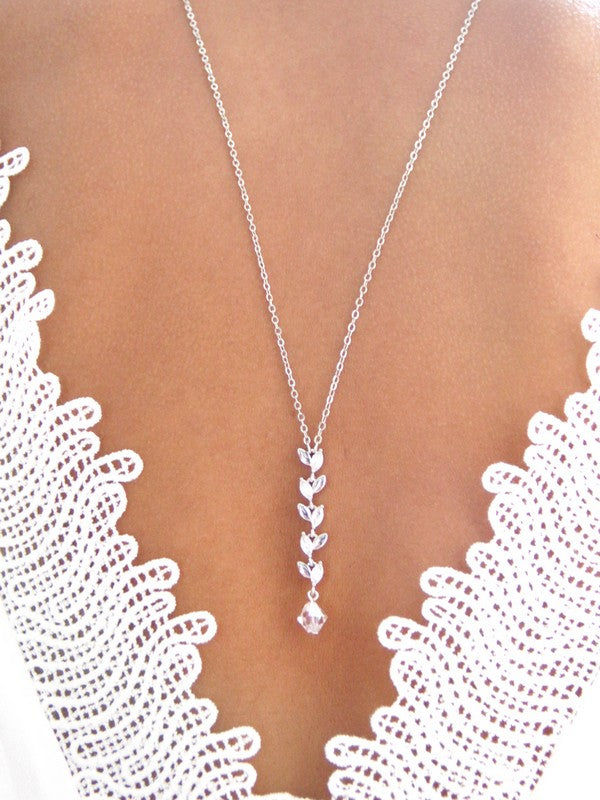 Collier mariage de dos cascade de feuilles épi