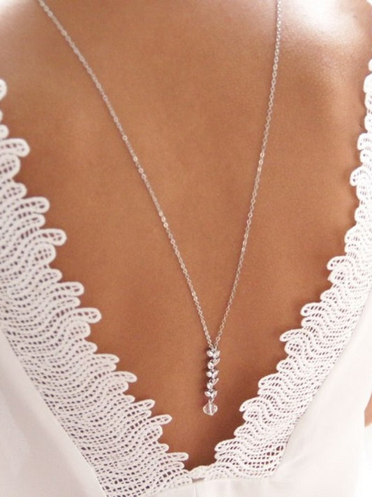 Collier mariage de dos cascade de feuilles épi