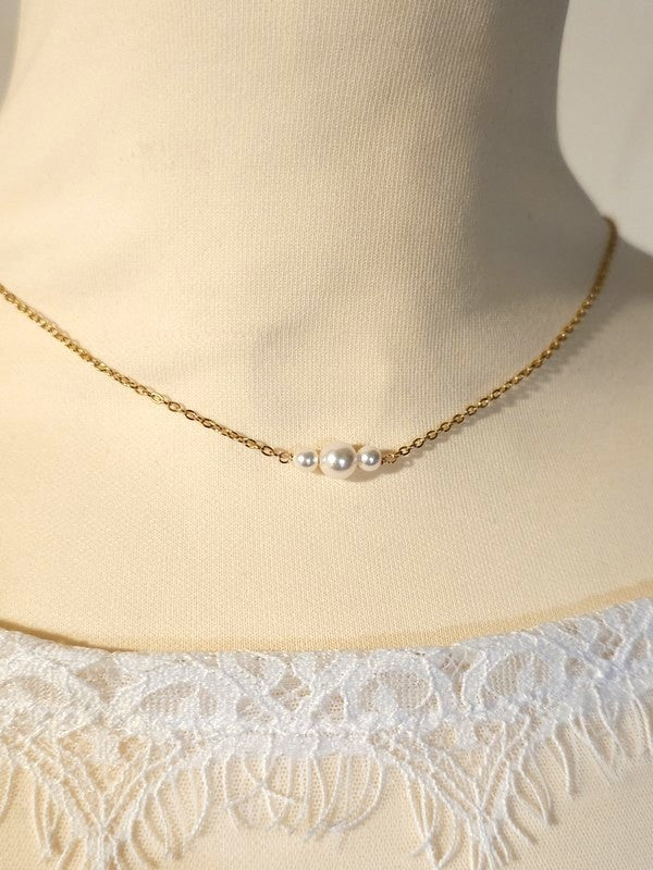 Collier de dos minimaliste, bijou mariage de dos perles Elen