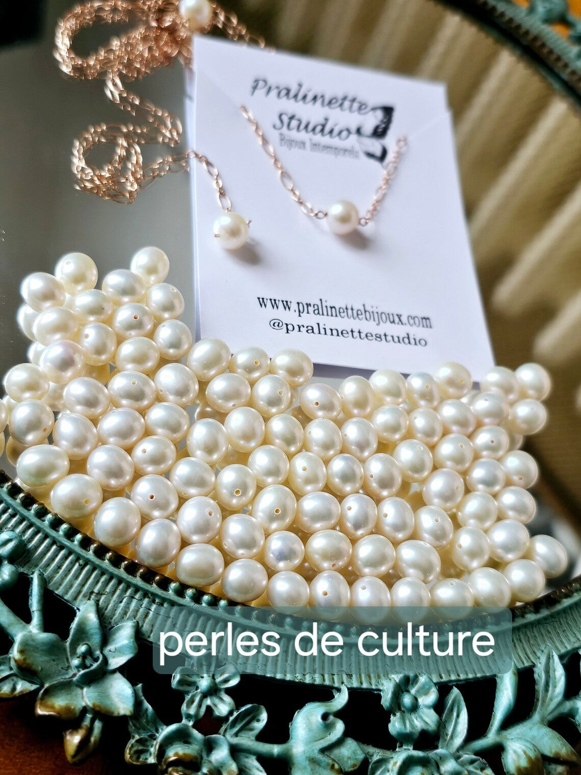 Collier de mariage solitaire perle de culture Lidane