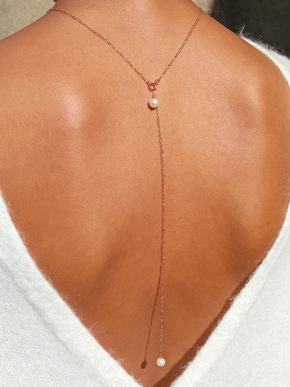 Collier de dos bijoux mariage rose gold filled perles de culture Noma