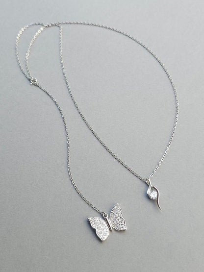 Collier de mariage bijou de dos papillon zirconium amovible - Prêt à porter