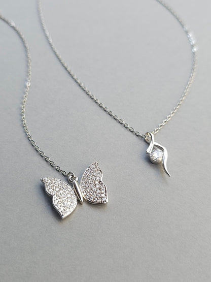 Collier de mariage bijou de dos papillon zirconium amovible - Prêt à porter