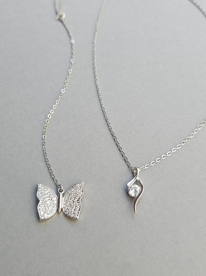 Collier de mariage bijou de dos papillon zirconium amovible - Prêt à porter