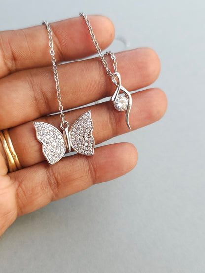 Collier de mariage bijou de dos papillon zirconium amovible - Prêt à porter