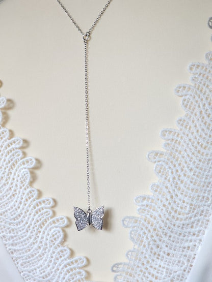 Collier de mariage bijou de dos papillon zirconium amovible - Prêt à porter
