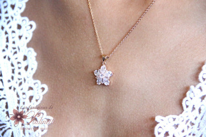 Collier de mariage flocon de neige fleuri strass - Prêt à porter