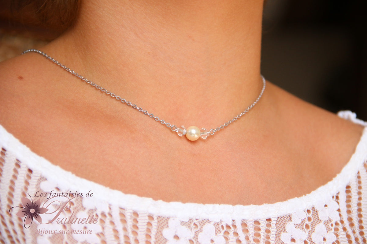 Neel bijoux collier de mariage de dos amovible, pendentif de dos goutte nacrée