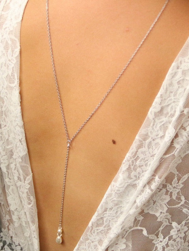 Neel bijoux collier de mariage de dos amovible, pendentif de dos goutte nacrée