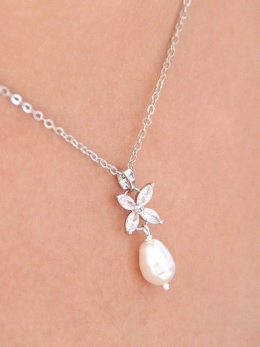Collier de mariage Icône bélière étoilée et goutte perle