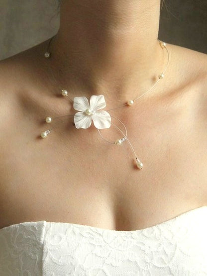 Enya collier de mariée fleur en satin